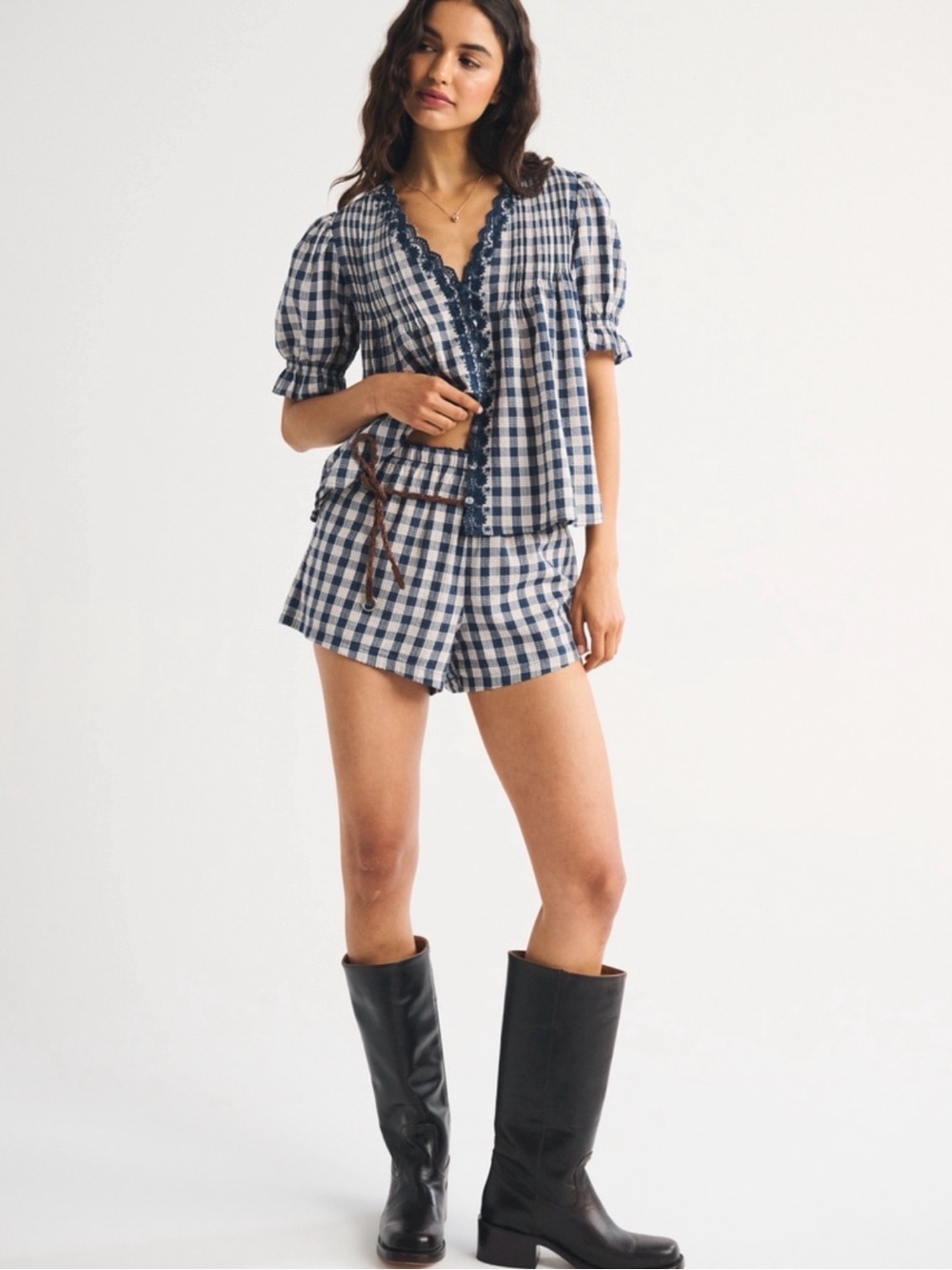 Abercrombie & Fitch Cotton Gingham Short/Blouse set